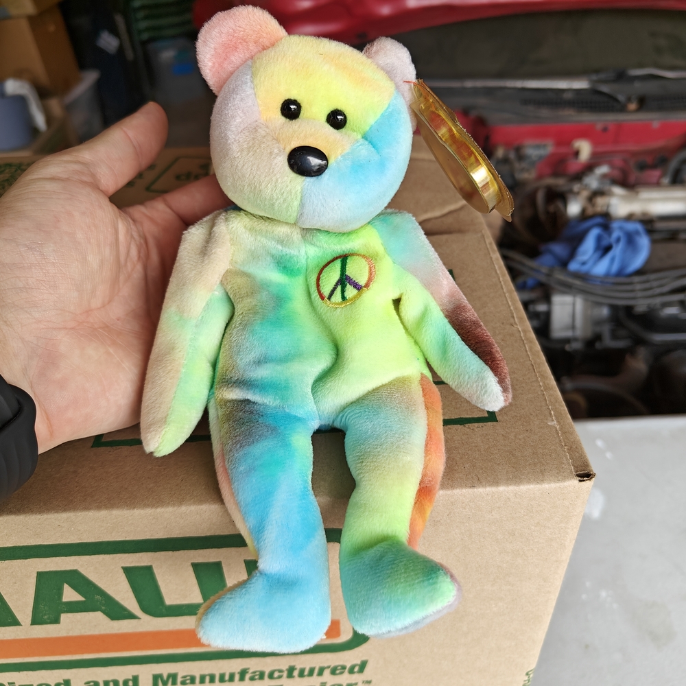 Ty Multicolor Peace Bear Stuffed Animal